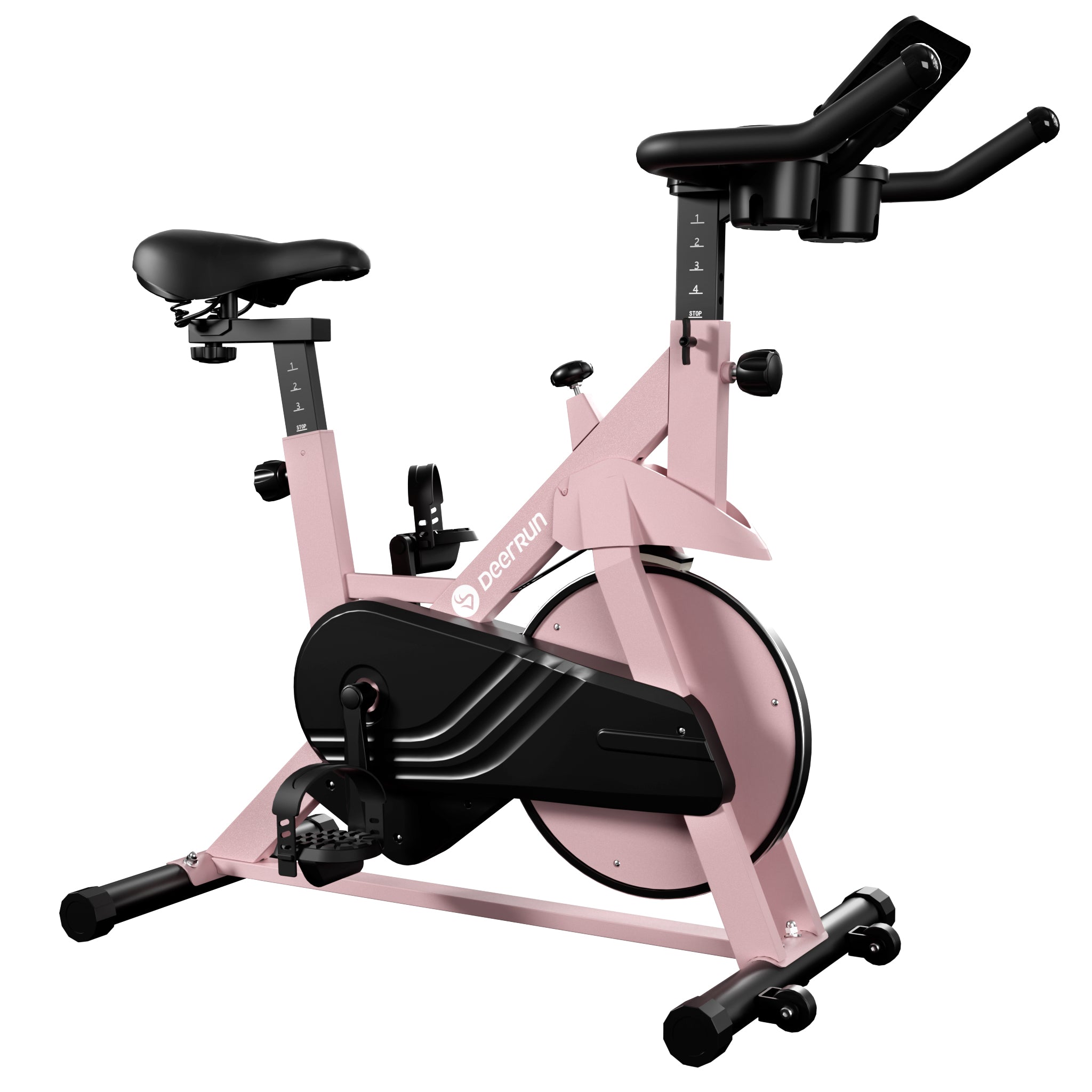DeerRun S500 Indoor Adjustable Magnetic Resistance Silent Belt Smart Cycling Bike with PitPat App - Pink