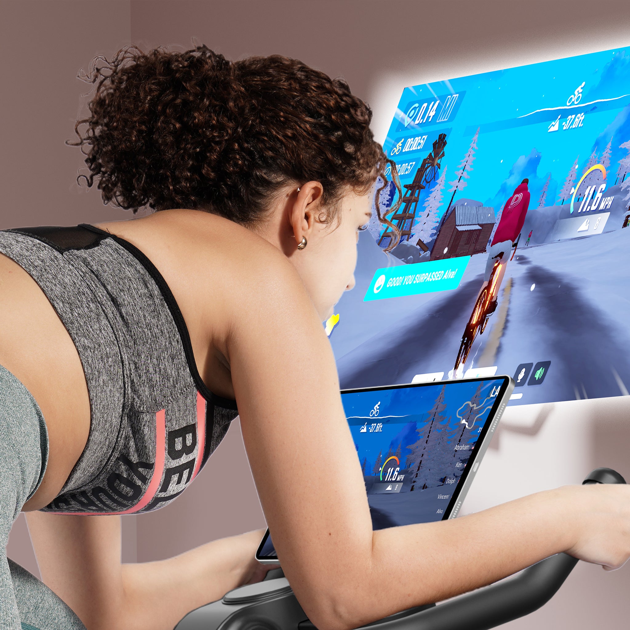 DeerRun S500 Indoor Adjustable Magnetic Resistance Silent Belt Smart Cycling Bike with PitPat App - Pink