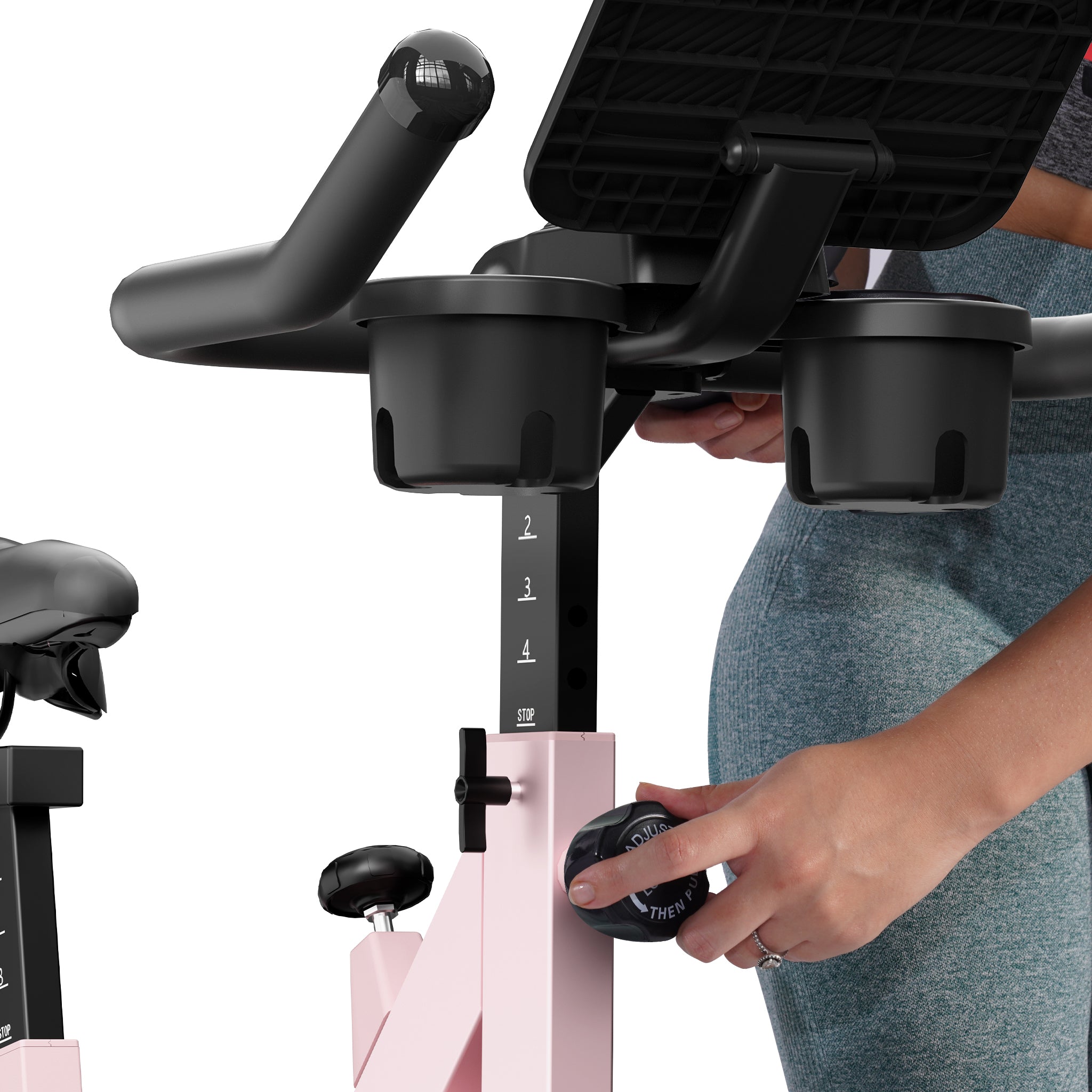 DeerRun S500 Indoor Adjustable Magnetic Resistance Silent Belt Smart Cycling Bike with PitPat App - Pink