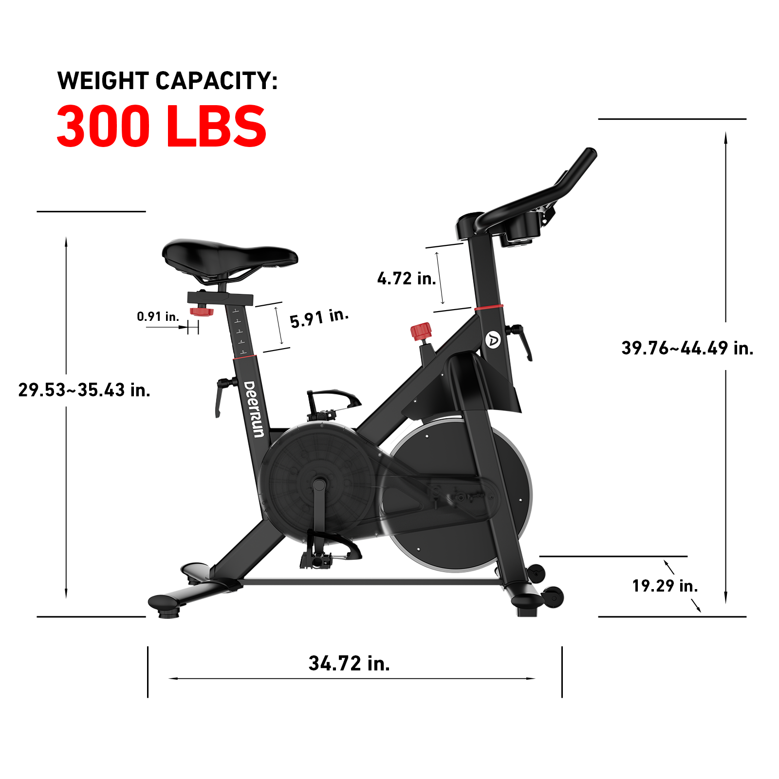 DeerRun S500 Pro King Size Indoor Exercise Bike for Tall Riders 32 Magnetic Resistance, LED Screen
