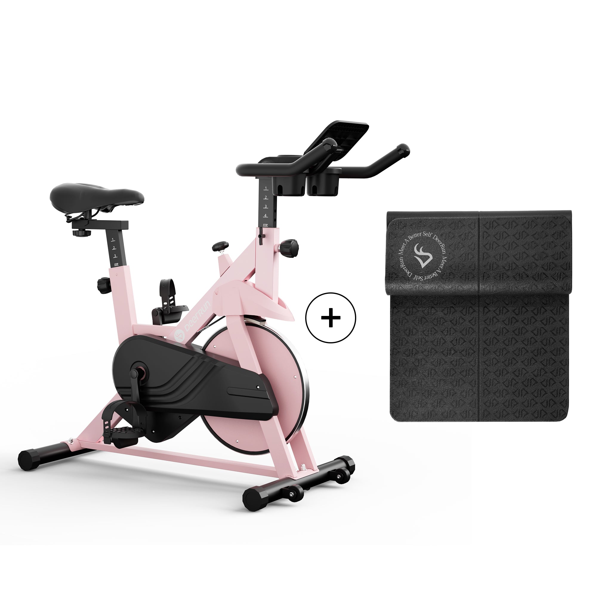 DeerRun S500 Indoor Adjustable Magnetic Resistance Silent Belt Smart Cycling Bike with PitPat App - Pink