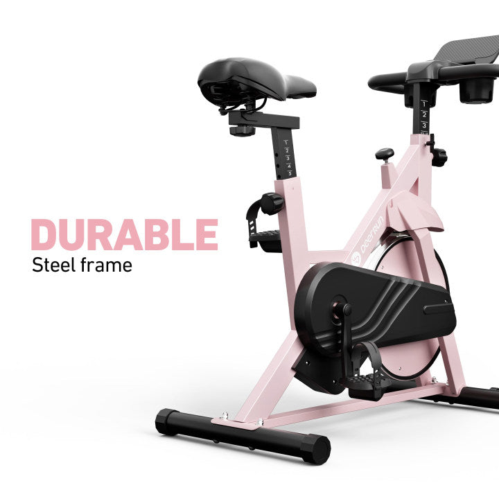 DeerRun S500 Indoor Adjustable Magnetic Resistance Silent Belt Smart Cycling Bike with PitPat App - Pink