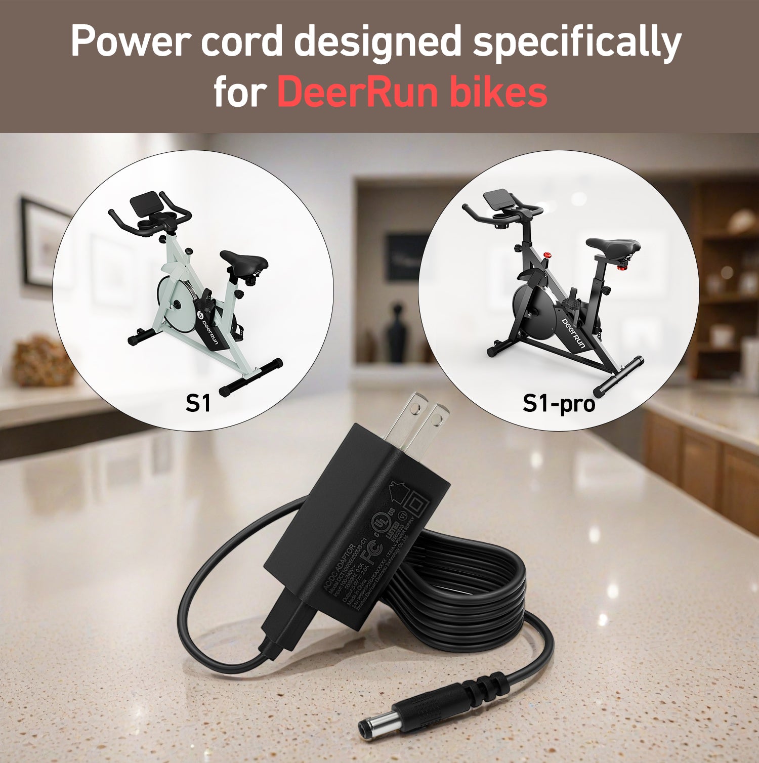 DeerRun® Bike Extension Cord, 10 ft, 5V 2A, with Adapter