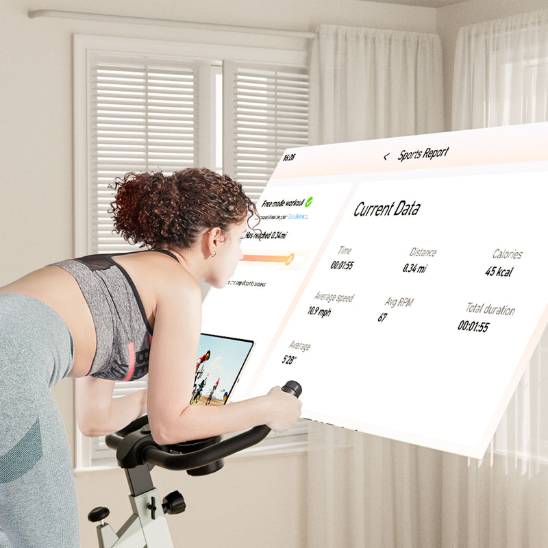 DeerRun S500 Indoor Adjustable Magnetic Resistance Silent Belt Smart Cycling Bike with PitPat App - Pink