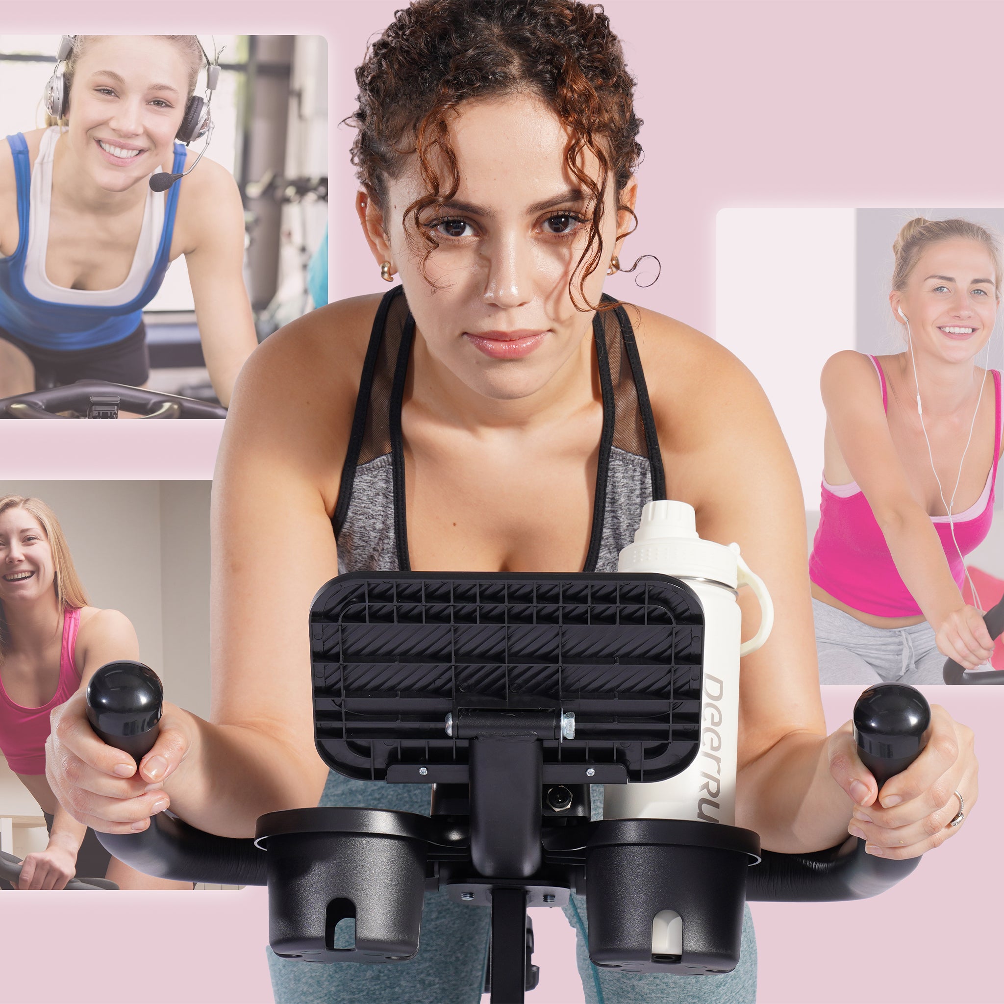 DeerRun S500 Indoor Adjustable Magnetic Resistance Silent Belt Smart Cycling Bike with PitPat App - Pink