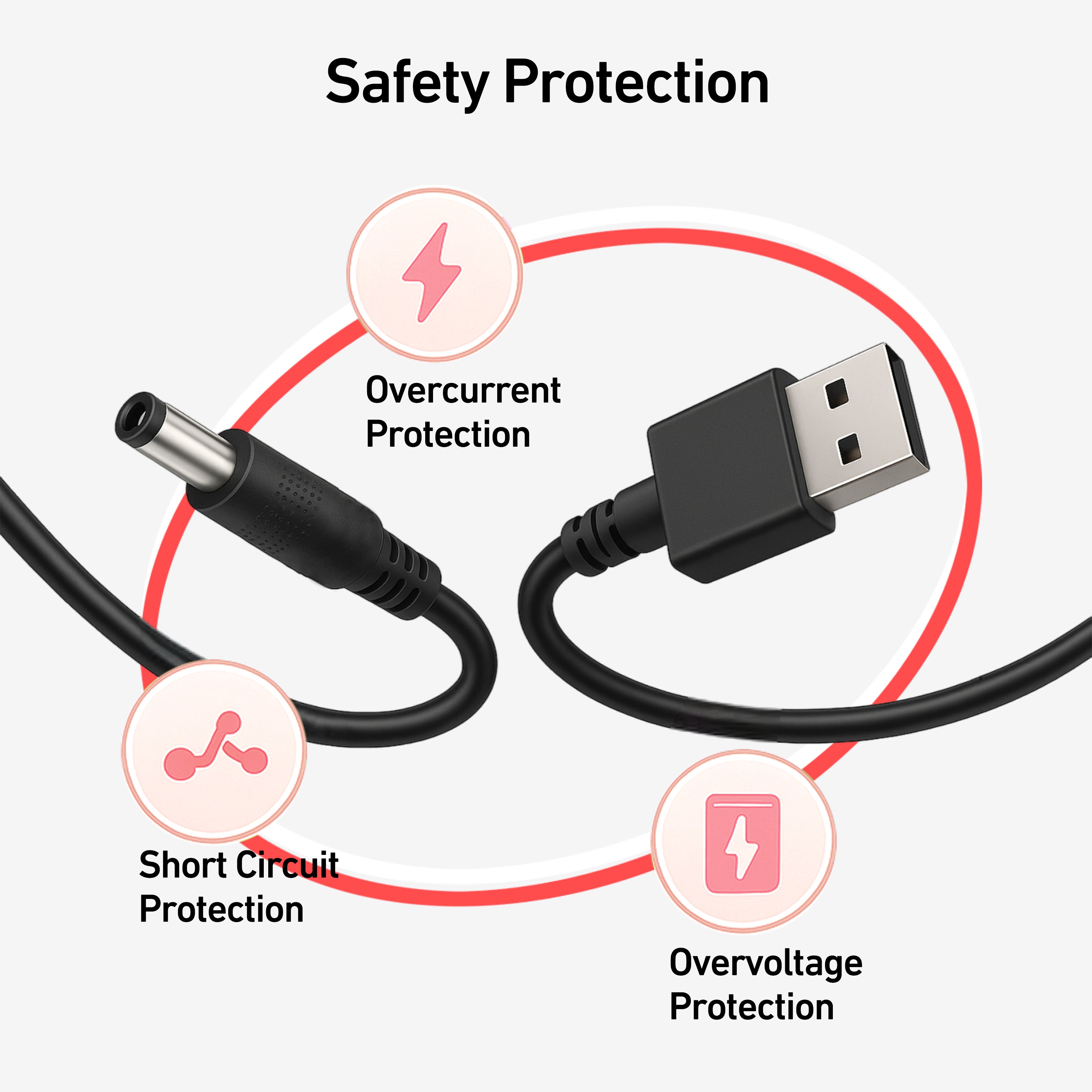 DeerRun® Bike Extension Cord, 10 ft, 5V 2A, with Adapter